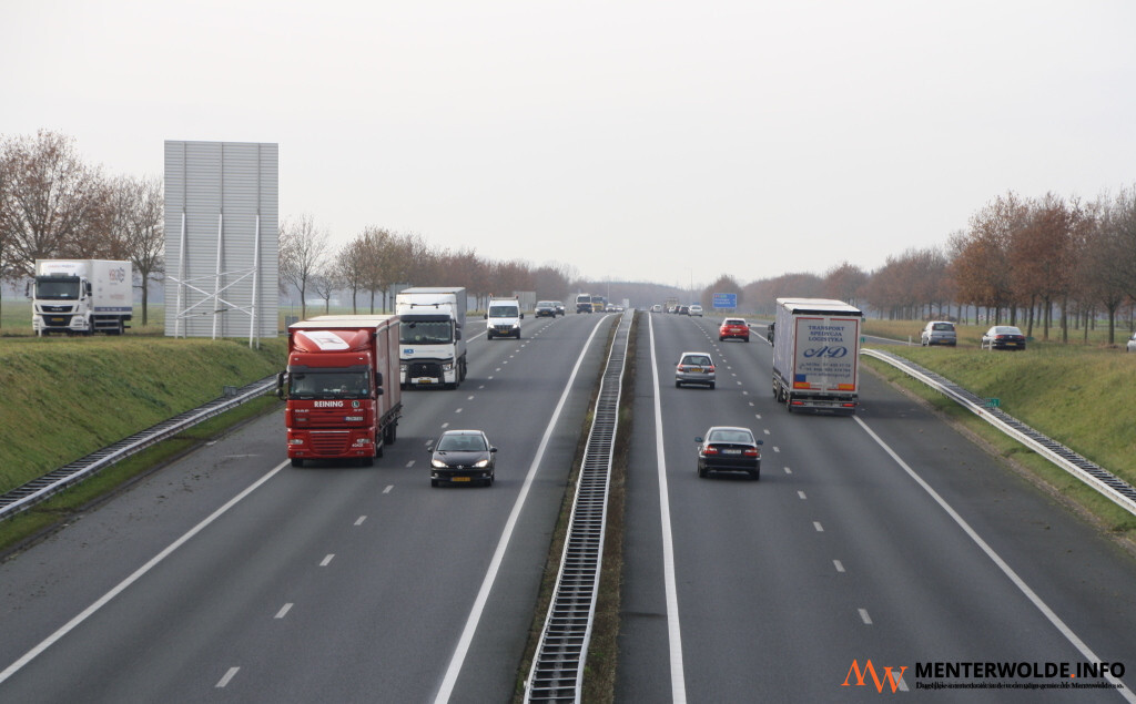 A7 tussen Zuidbroek en stad Groningen in weekend dicht